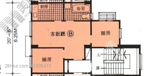 翠珊园 租盘 2 房 , 1 浴室 400 平方尺 ( 37.2 平方米 )