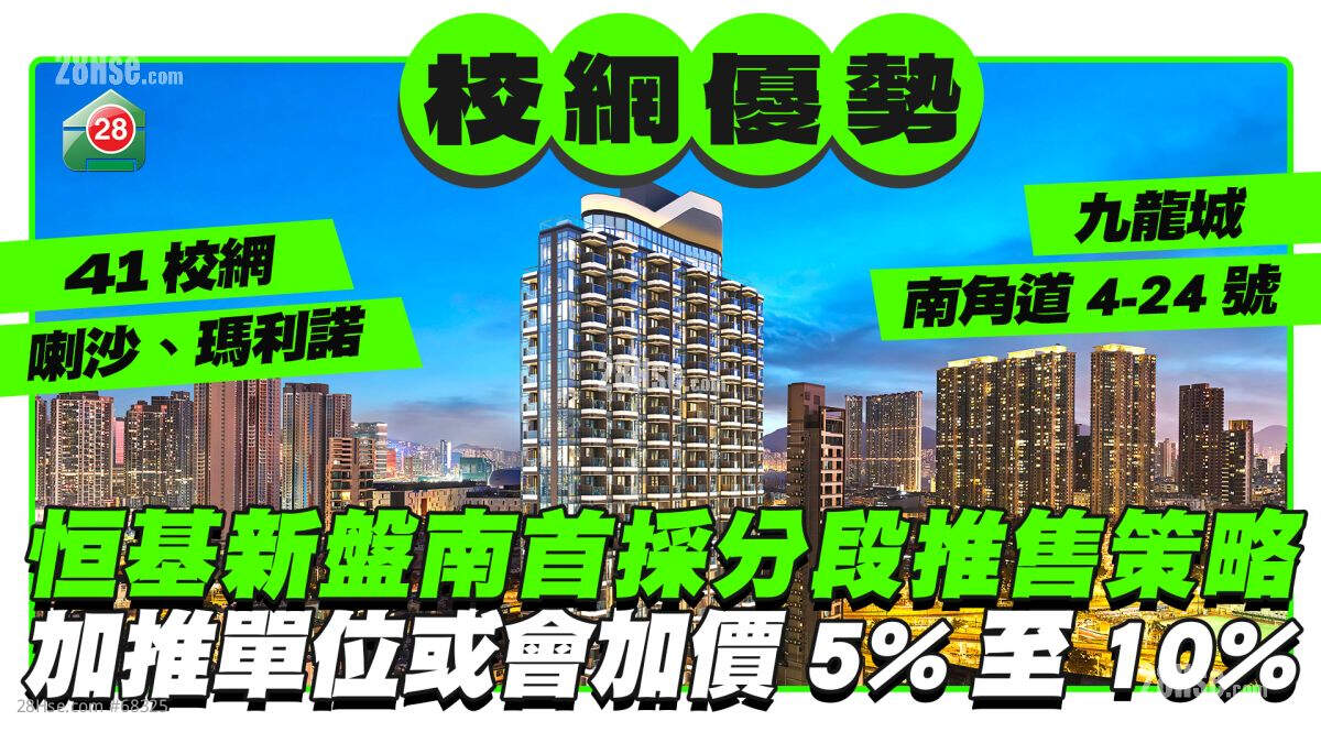 恒基九龙城南首采取分段推售策略 加推单位或会加价5%至10%