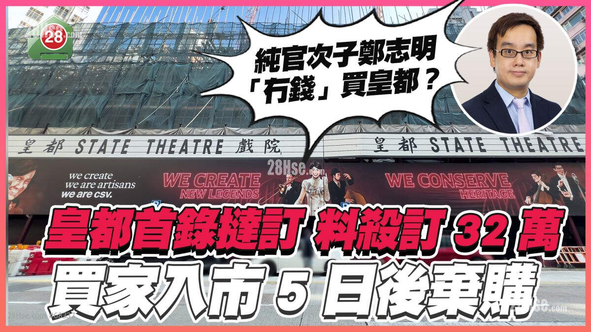 皇都首录挞订 买家入市5日弃购 料遭杀订32万