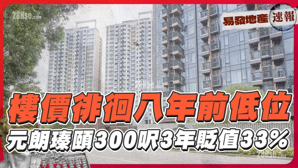 楼价徘徊八年前低位❗  元朗瑧颐300尺3年贬值33%｜易发地产速报