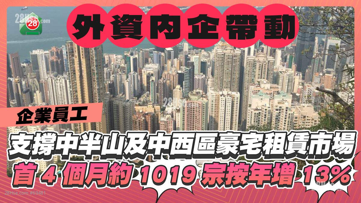 企业员工支撑中半山及中西区豪宅租赁市场    首4个月租赁成交约1019宗按年增13%