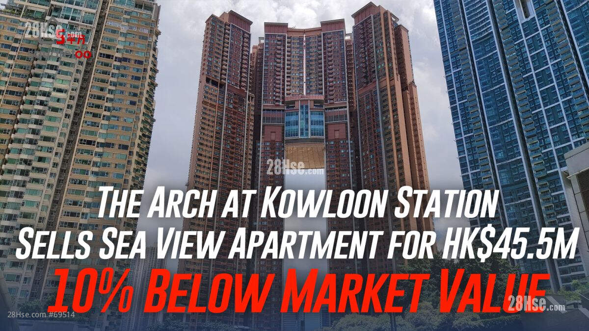 The Arch at Kowloon Station Sells Sea View Apartment for HK$45.5M, 10% Below Market Value