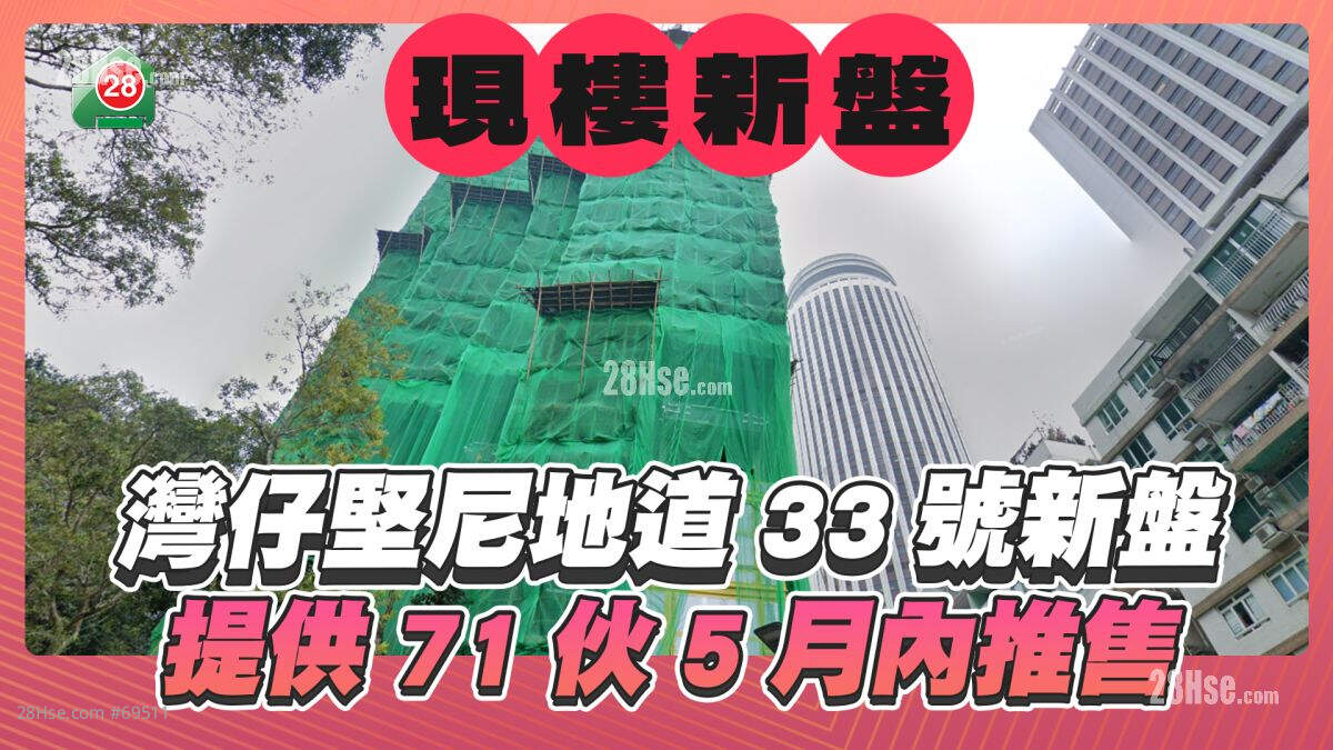 现楼新盘｜湾仔坚尼地道33号新盘  提供71伙现楼5月内推售