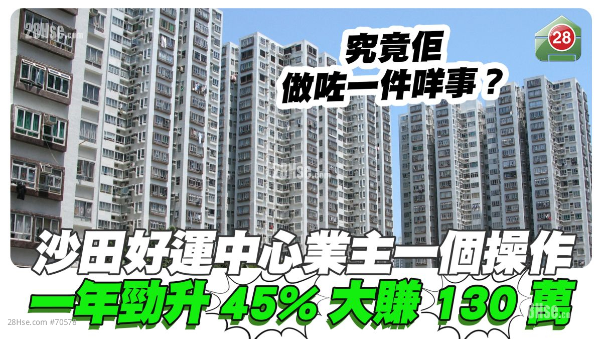沙田好运中心业主一个操作  一年劲升45%大赚130万
