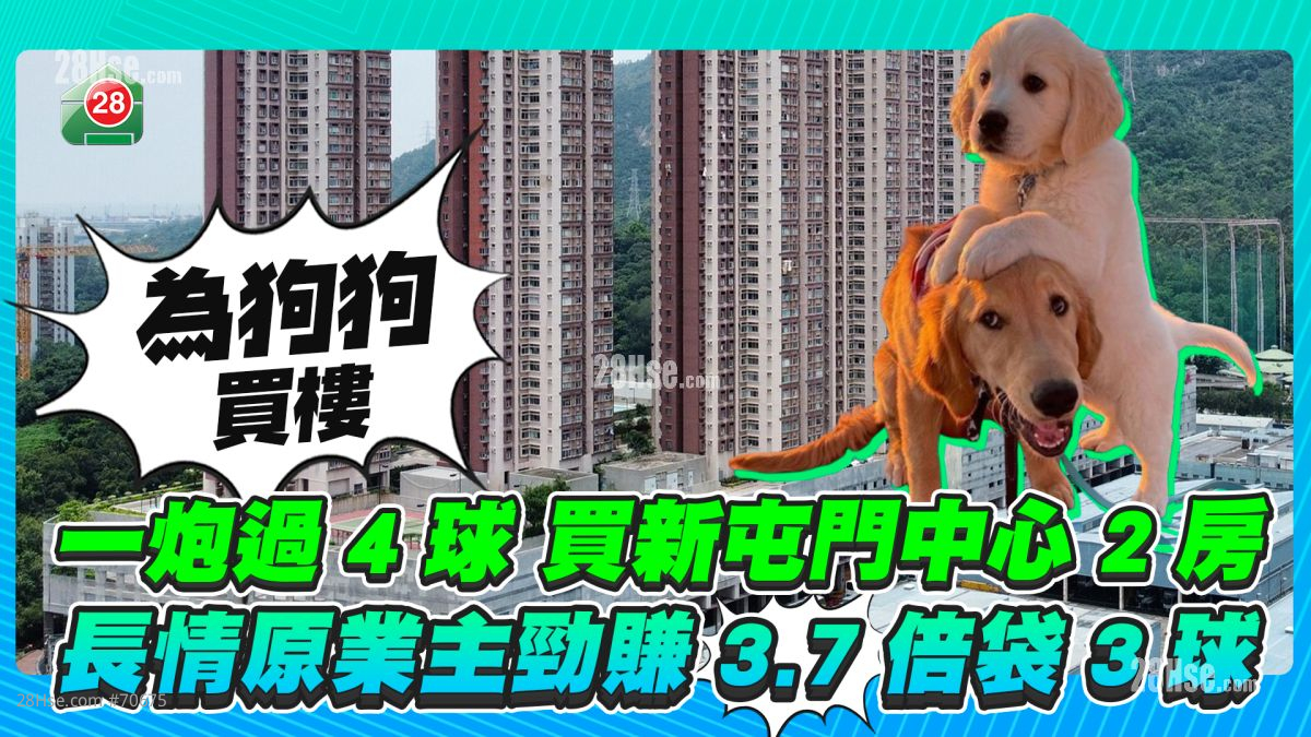 为狗狗买楼！爱心主人一炮过4球买新屯门中心2房 长情原业主劲赚3.7倍袋3球