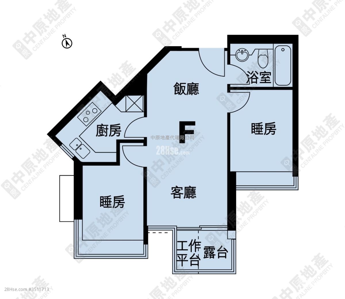 蓝天海岸 售盘 2 房 531 平方尺 ( 49.3 平方米 )
