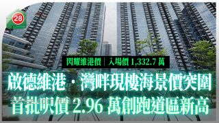 闪耀维港价｜启德维港．湾畔现楼海景价突围 首批尺价2.96万创跑道区新高 入场价高达1,332.7万