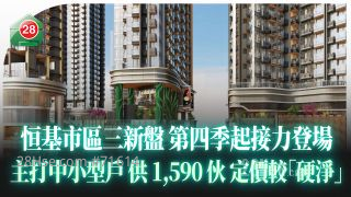 恒基市区三新盘 第四季起接力登场 主打中小型户 供1,590伙 定价较「硬净」