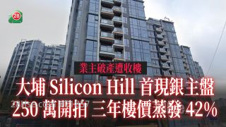 业主破产遭收楼 大埔Silicon Hill首现银主盘 250万开拍 三年楼价蒸发42%