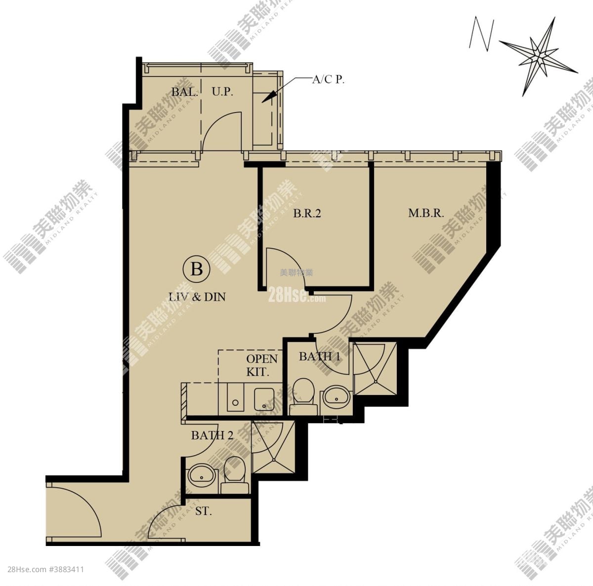 The Parkland Sell 2 Bedrooms , 1 Bathroom 449 ft² ( 41.7 m² )