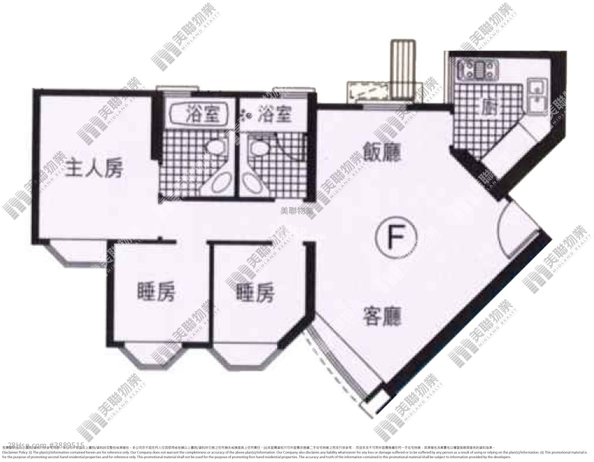 灏景湾 租盘 3 房 , 2 浴室 669 平方尺 ( 62.2 平方米 )