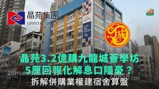 晶苑3.2亿购九龙城荟学坊｜5厘回报化解息口隐忧？｜拆解并购业权建宿舍算盘