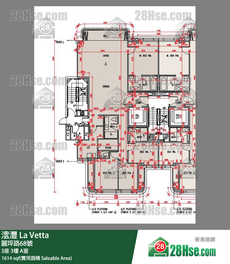 澐沣 单位平面图(由 28Hse 提供) 澐沣 单位平面图(由 28Hse 提供)
