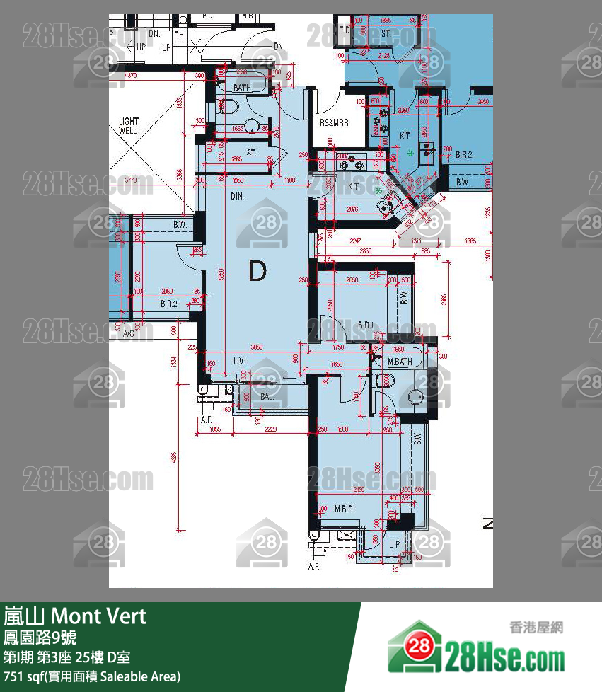 岚山(第1期) 第I期第3座25楼 D室 平面图