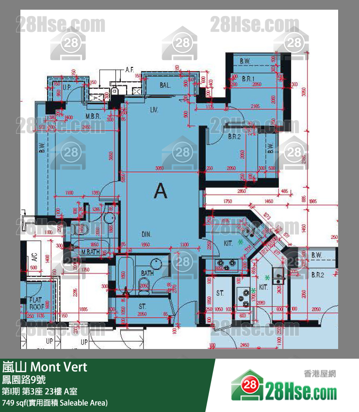 岚山(第1期) 第I期第3座23楼 A室 平面图