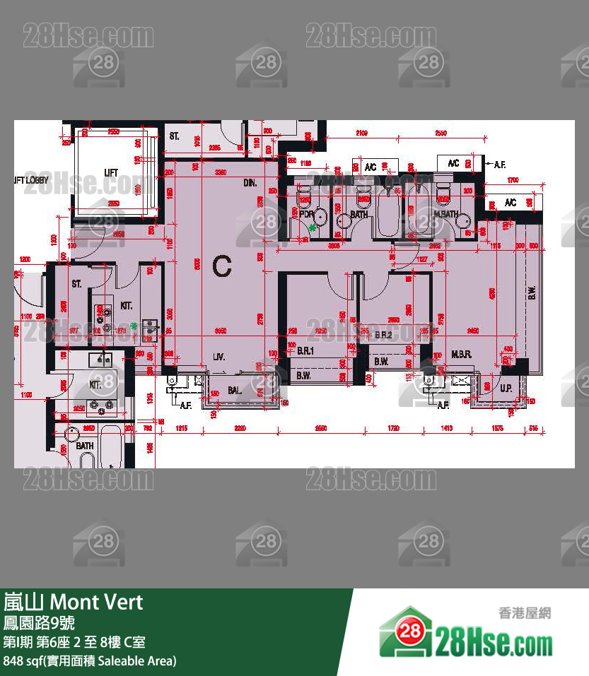 岚山(第1期) 第I期第6座8楼 C室 平面图