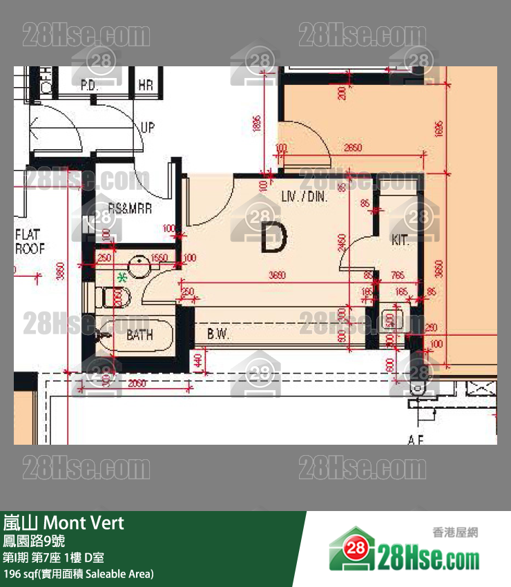 Mont Vert(Phase 1), Flat D, 1/F, Tower 7 FloorPlan