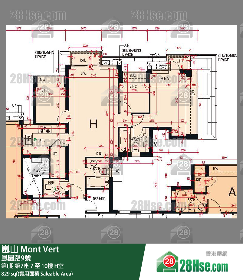 岚山(第1期) 第I期第7座10楼 H室 平面图