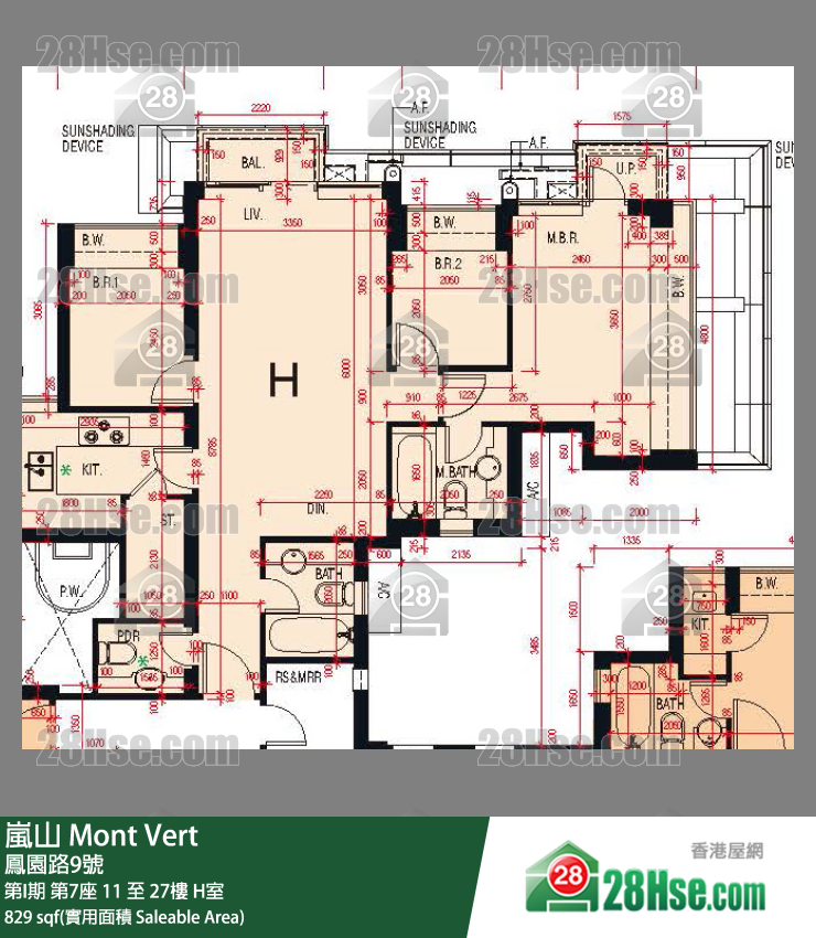 岚山(第1期) 第I期 第7座 26楼 H室 平面图