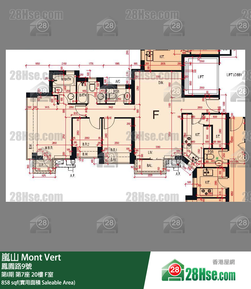 岚山(第1期) 第I期 第7座 20楼 F室 平面图