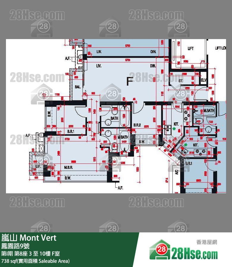 岚山(第1期) 第I期第8座3楼 F室 平面图