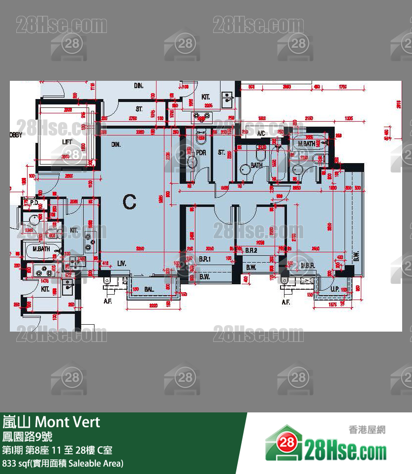 岚山(第1期) 第I期第8座18楼 C室 平面图