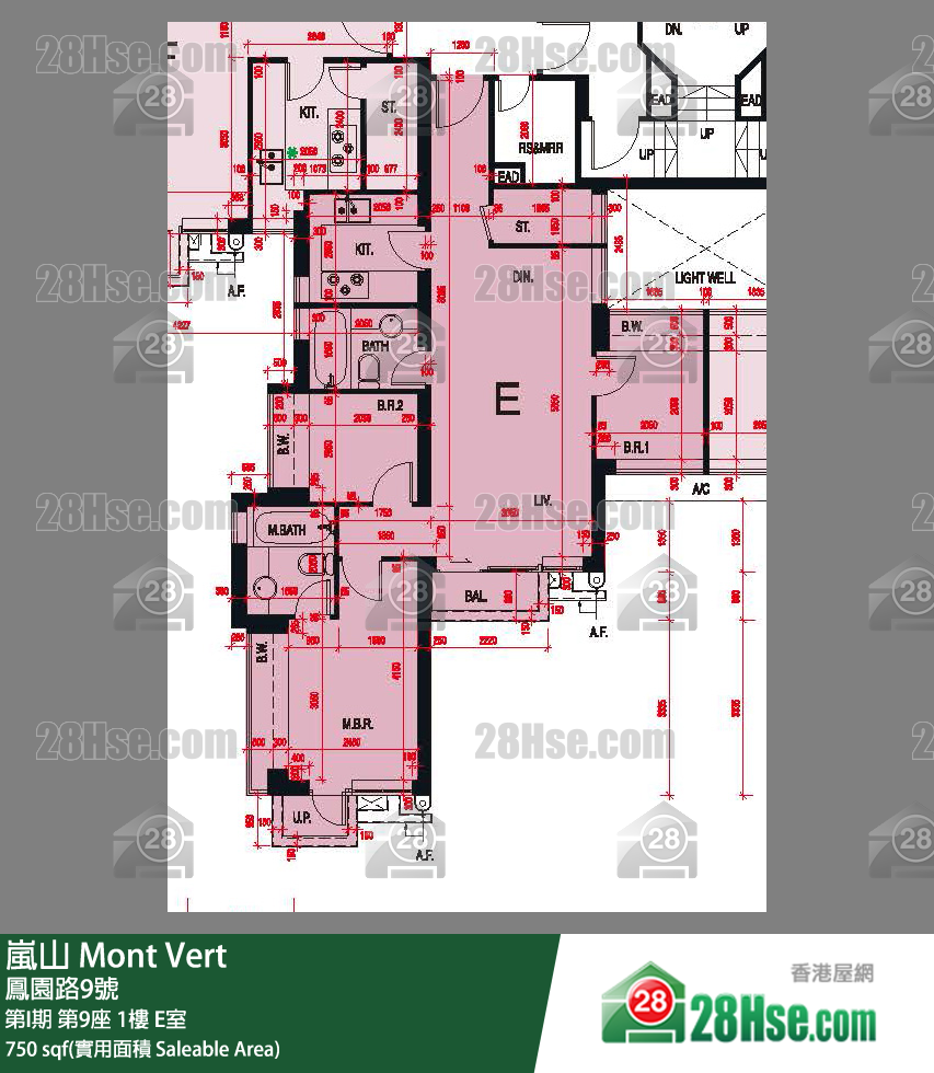 Mont Vert(Phase 1), Flat E, 1/F, Tower 9 FloorPlan