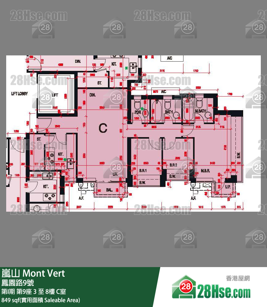 岚山(第1期) 第I期 第9座 3楼 C室 平面图
