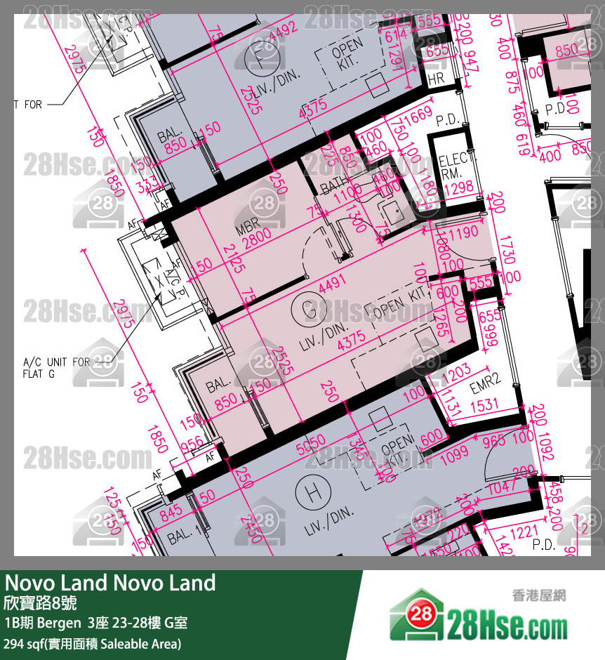 Novo Land 单位平面图(由 28Hse 提供) Novo Land 单位平面图(由 28Hse 提供)