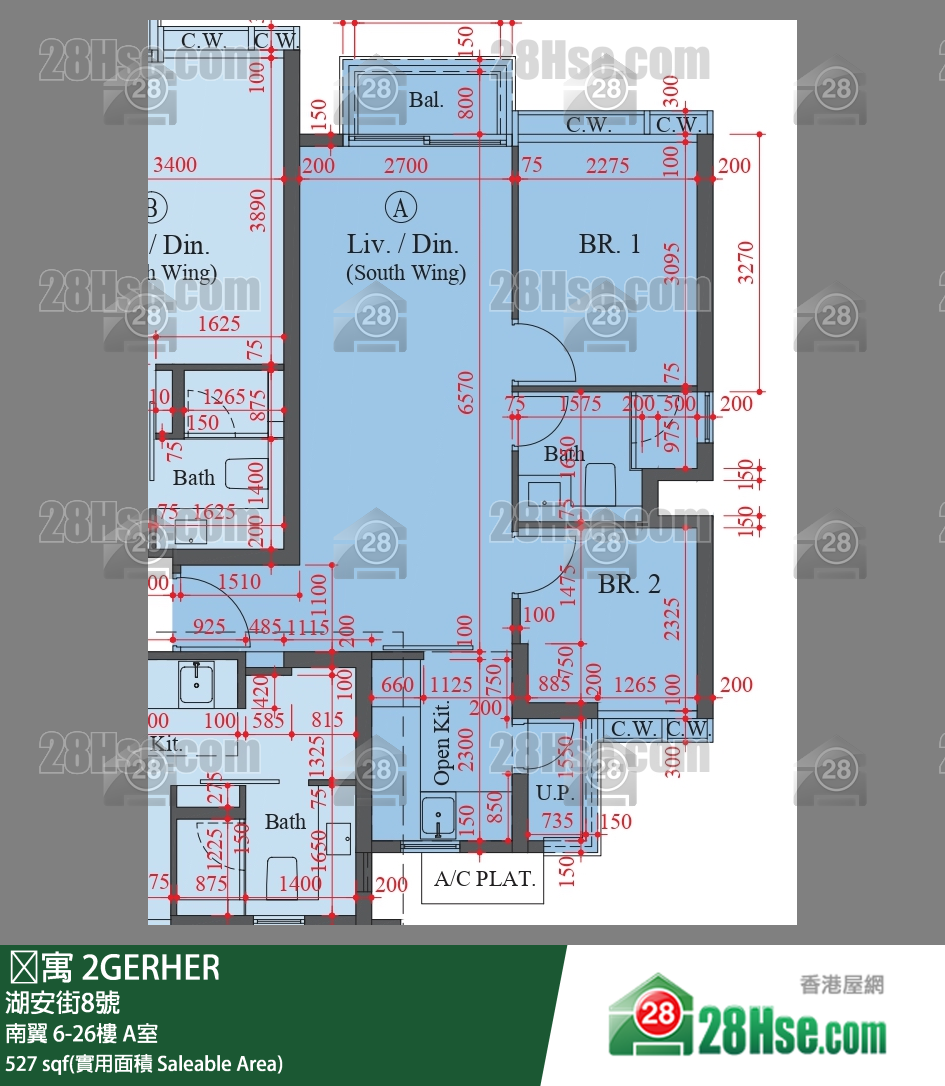 䨇寓 单位平面图(由 28Hse 提供) 䨇寓 单位平面图(由 28Hse 提供)