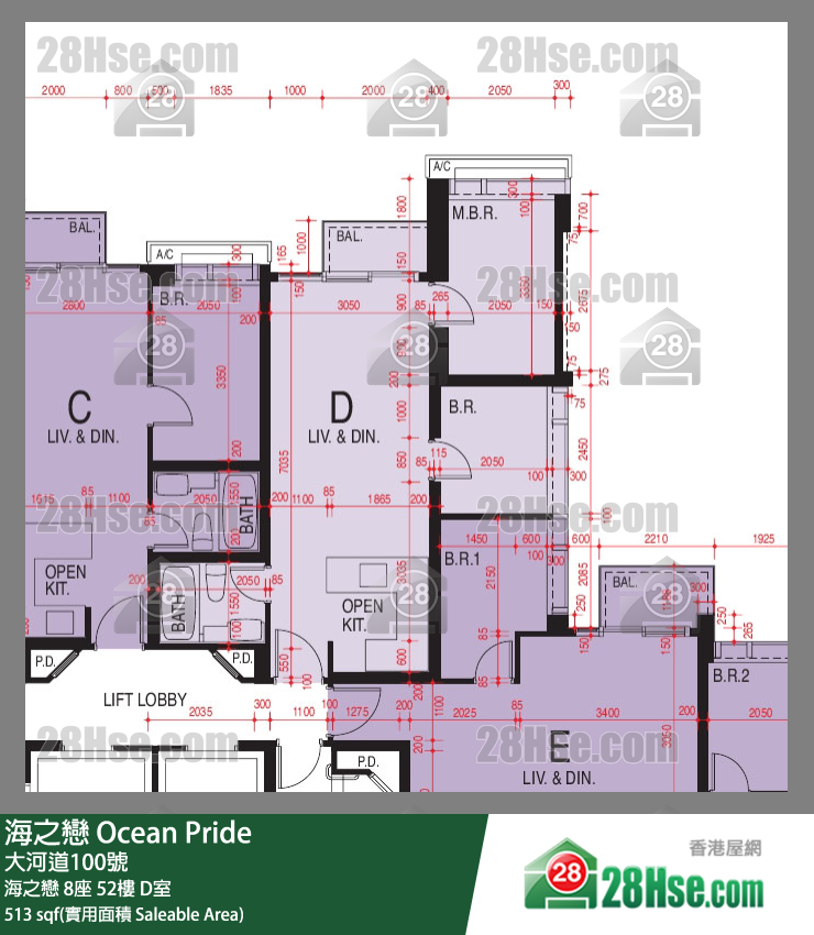 海之恋 海之恋8座52楼 D室 平面图