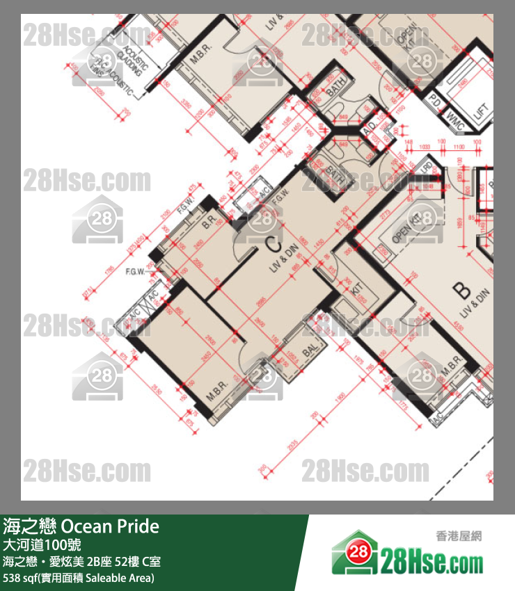 Ocean Pride,  Flat C, 52/f, Tower 2b, Ocean Supreme FloorPlan