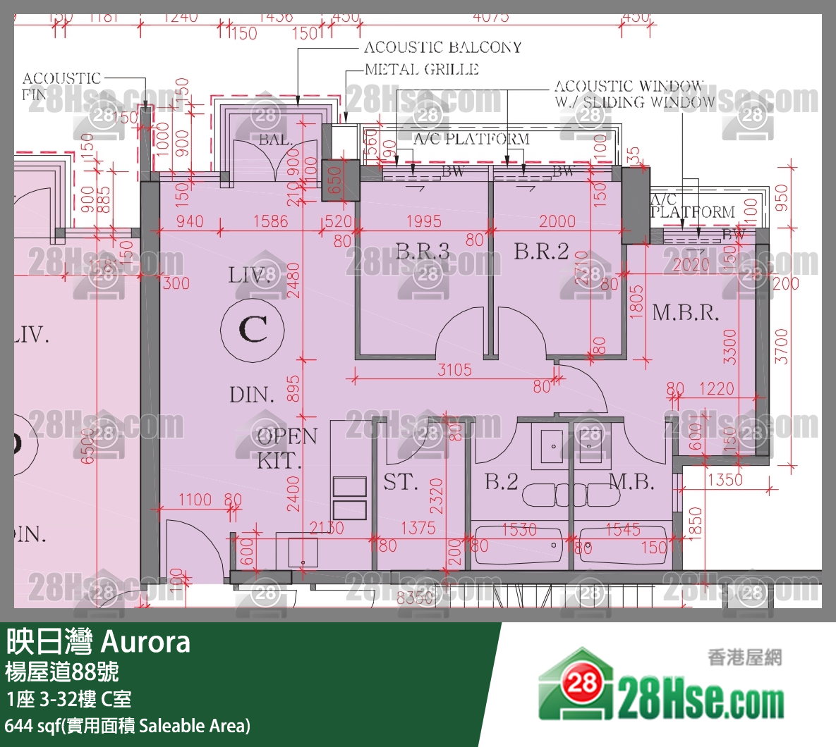 映日湾 单位平面图(由 28Hse 提供) 映日湾 单位平面图(由 28Hse 提供)