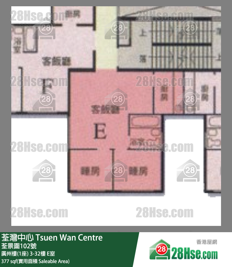 荃湾中心 单位平面图(由 28Hse 提供) 荃湾中心 单位平面图(由 28Hse 提供)