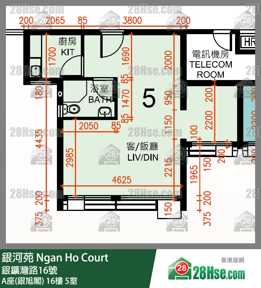 银河苑 A座(银旭阁)16楼 5室 平面图