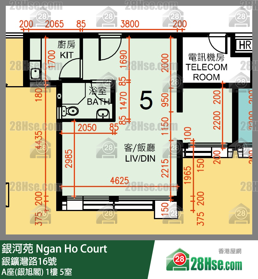 银河苑 A座(银旭阁)1楼 5室 平面图