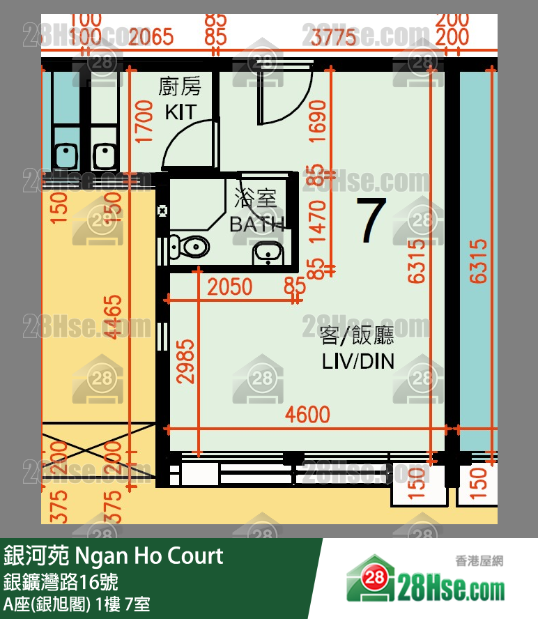 银河苑 A座(银旭阁)1楼 7室 平面图