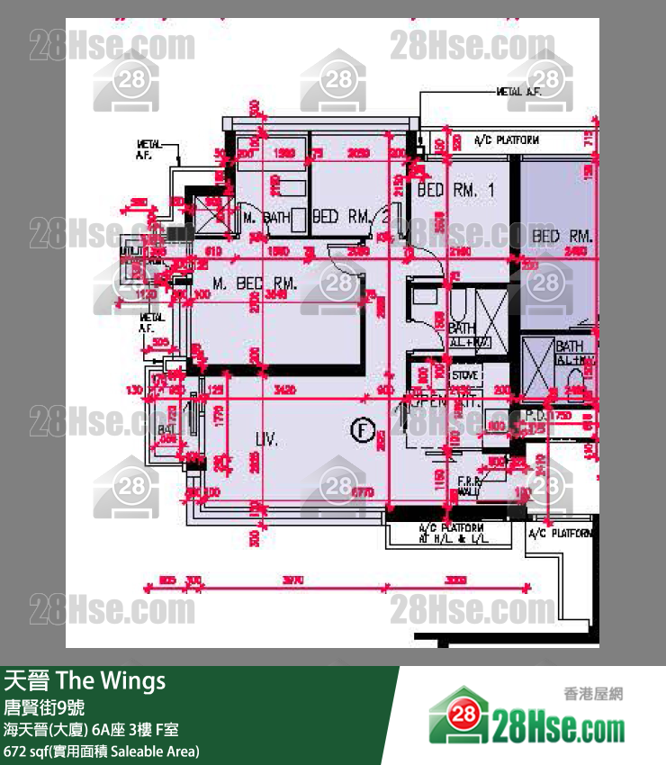 天晋 单位平面图(由 28Hse 提供) 天晋 单位平面图(由 28Hse 提供)