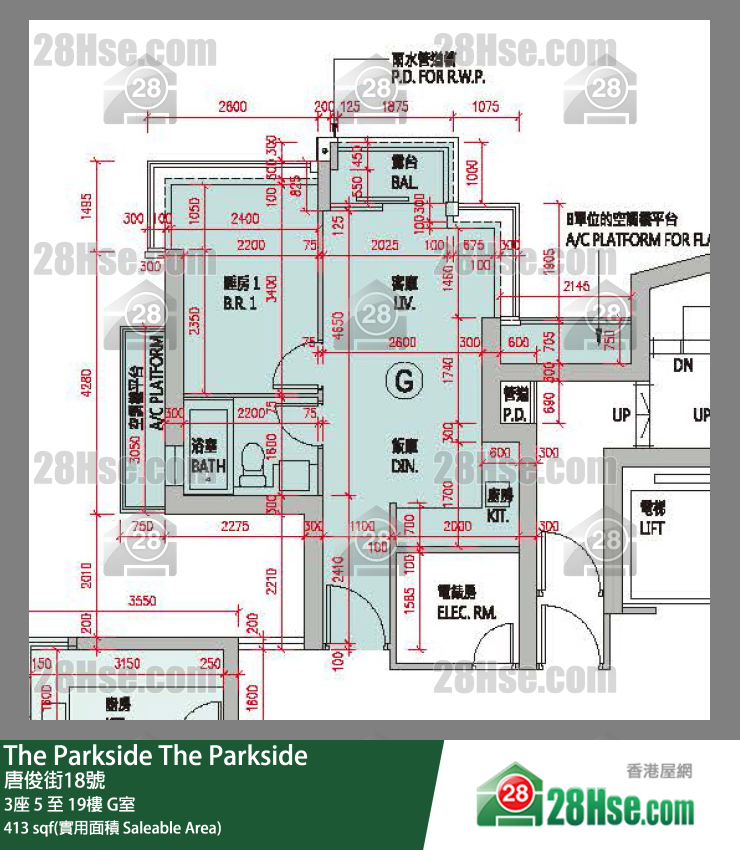 The Parkside 单位平面图(由 28Hse 提供) The Parkside 单位平面图(由 28Hse 提供)