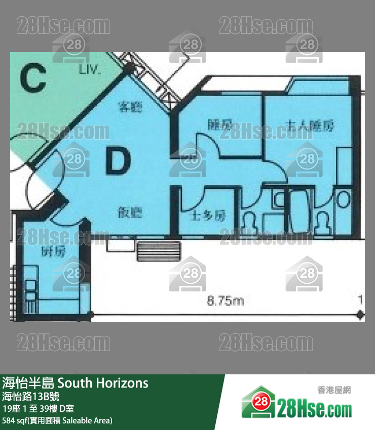 海怡半岛 单位平面图(由 28Hse 提供) 海怡半岛 单位平面图(由 28Hse 提供)