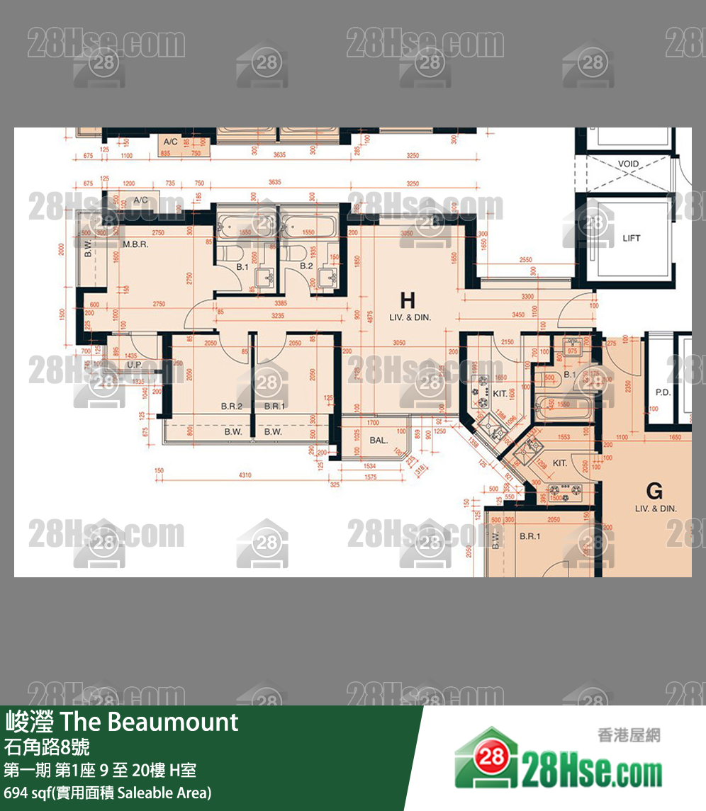 峻滢 单位平面图(由 28Hse 提供) 峻滢 单位平面图(由 28Hse 提供)