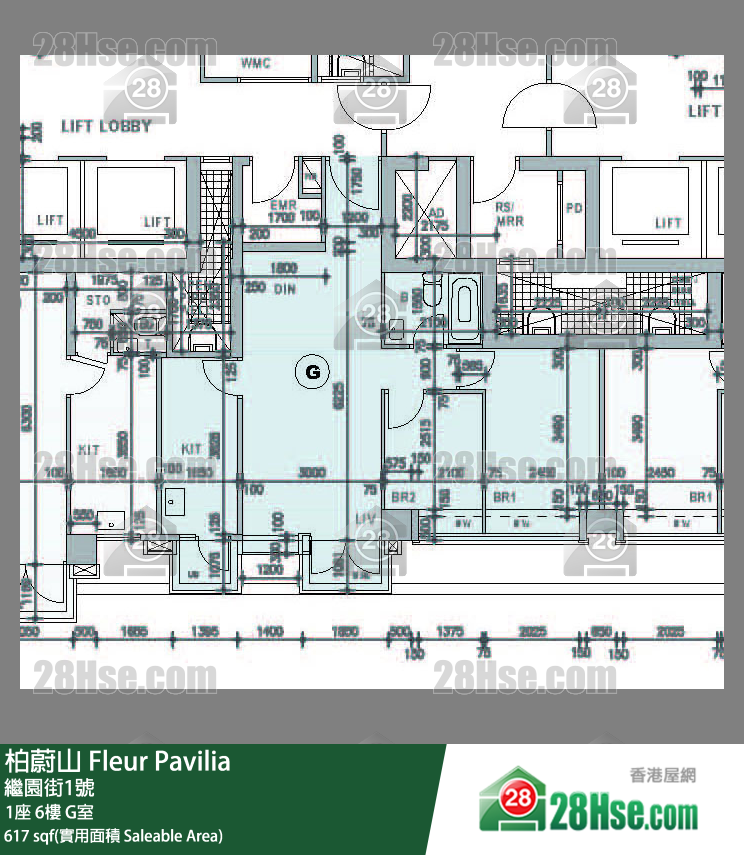Fleur Pavilia, Flat G, 6/F, Tower 1 FloorPlan