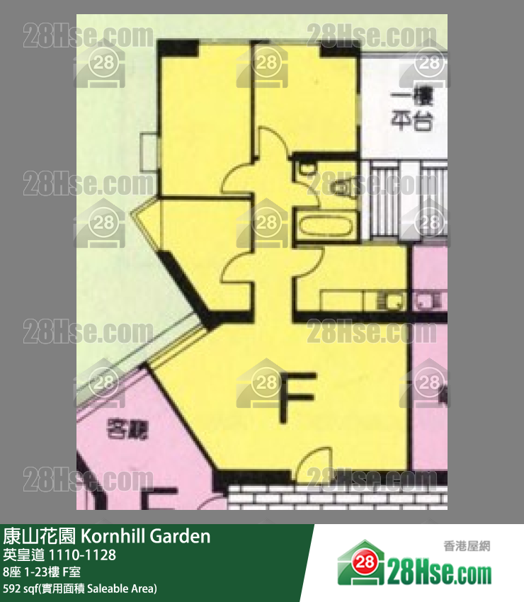 康山花园 8座12楼 F室 平面图