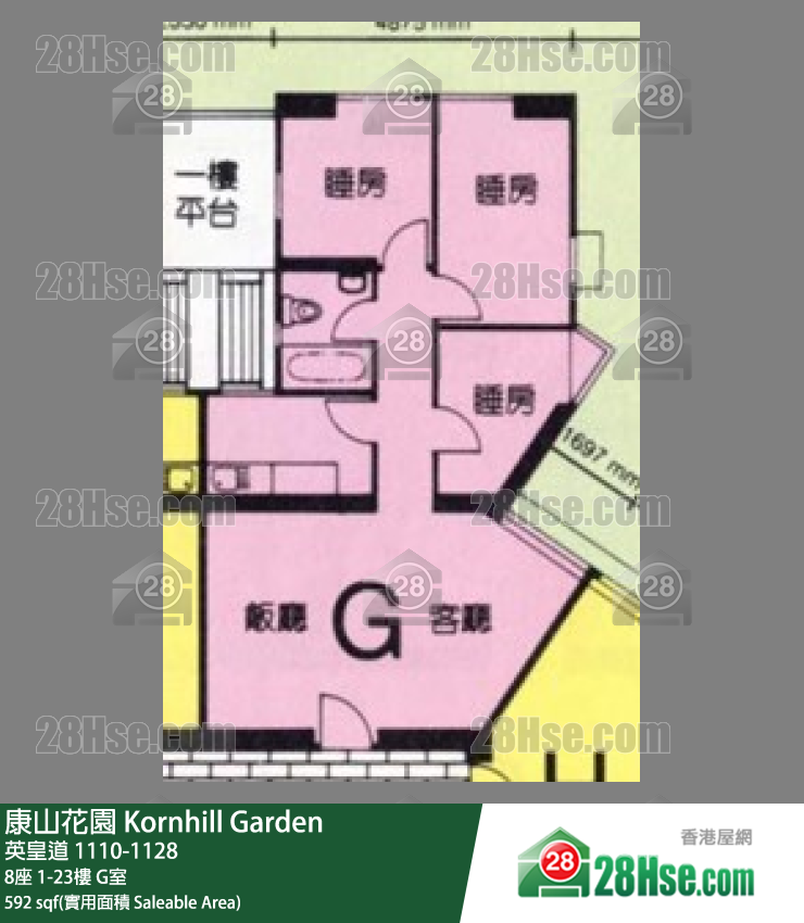 康山花园 8座18楼 G室 平面图