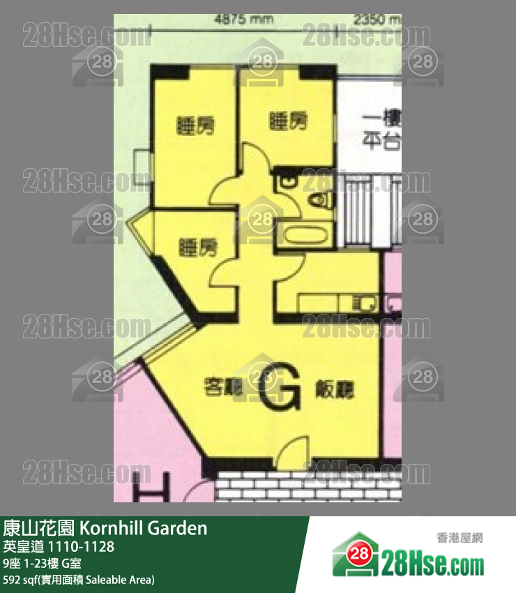 康山花园 单位平面图(由 28Hse 提供) 康山花园 单位平面图(由 28Hse 提供)