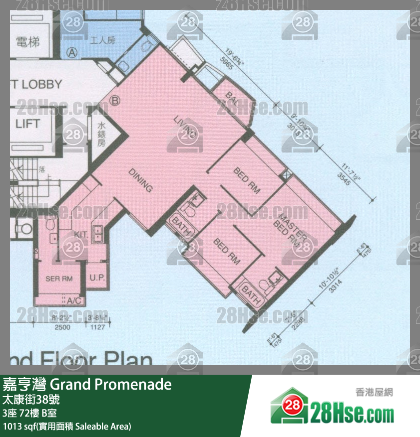 嘉亨湾 3座72楼 B室 平面图