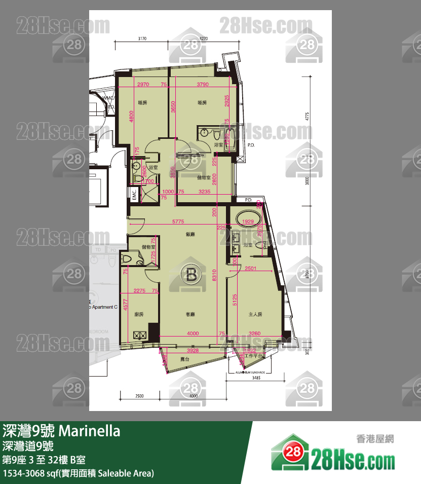 深湾9号 单位平面图(由 28Hse 提供) 深湾9号 单位平面图(由 28Hse 提供)