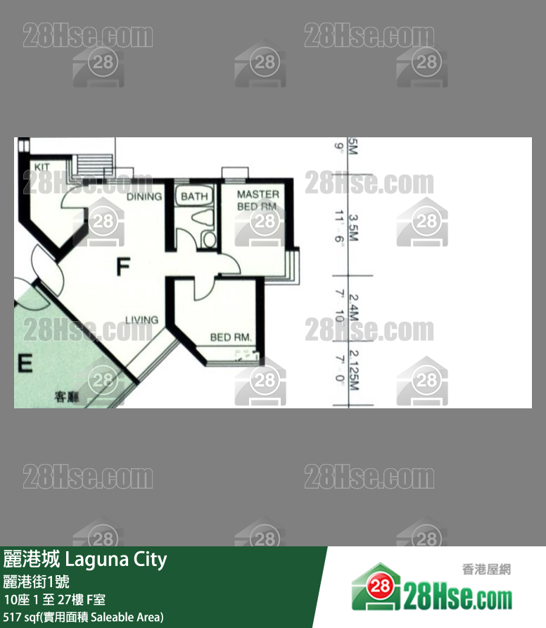 丽港城 10座 25楼 F室 平面图