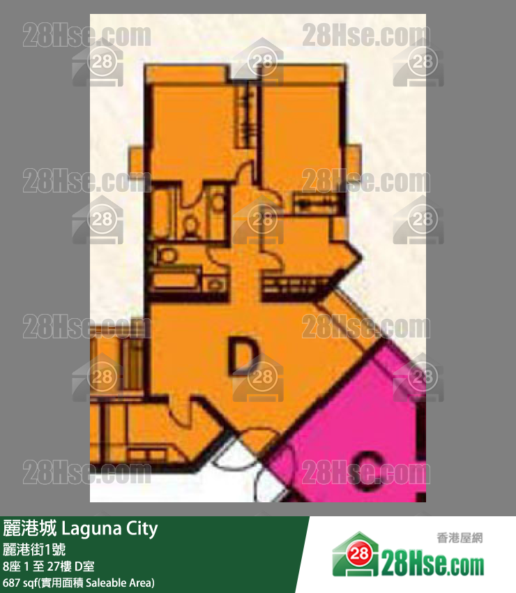 丽港城 8座20楼 D室 平面图