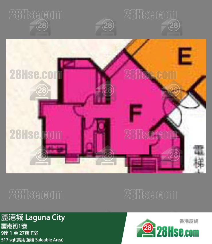 丽港城 9座 22楼 F室 平面图